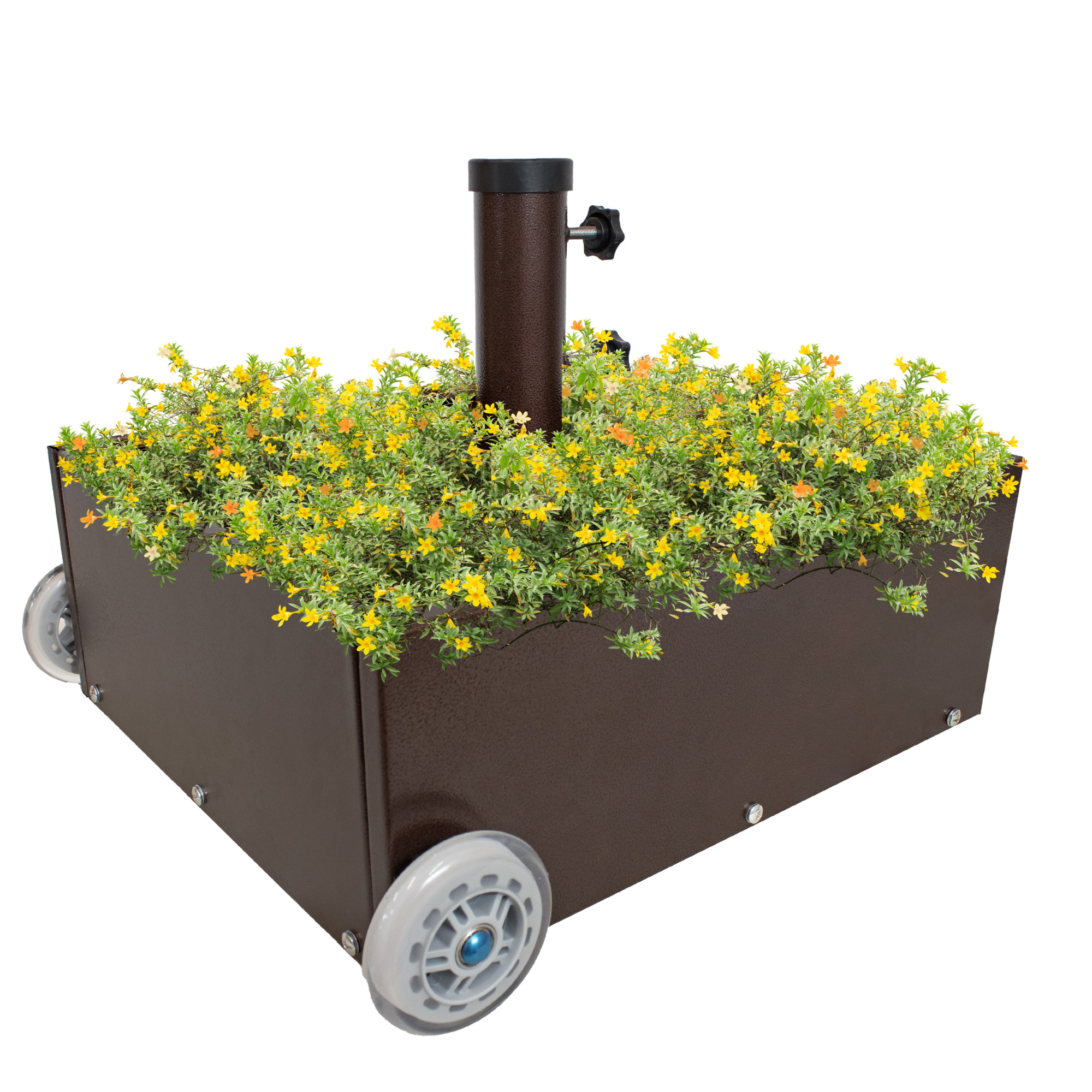 Sunnydaze Decor Umbrella Base with Planter - Powder-Coated Steel, Square Shape, Bronze, Model# HB-3771